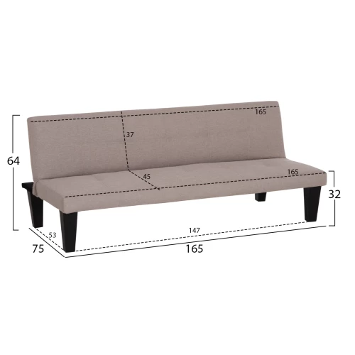 ΚΑΝΑΠΕΣ ΚΡΕΒΑΤΙ 3-ΘΕΣΙΟΣ KORO HM3304.04 ΜΠΕΖ PU ΔΕΡΜΑ 165x75x64Υεκ