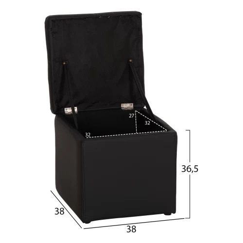 ΣΚΑΜΠΩ ΜΕ ΑΠΟΘΗΚΕΥΤΙΚΟ ΧΩΡΟ PU ΜΑΥΡΟ CUBE HM224.01 38x38x36.5Υεκ.