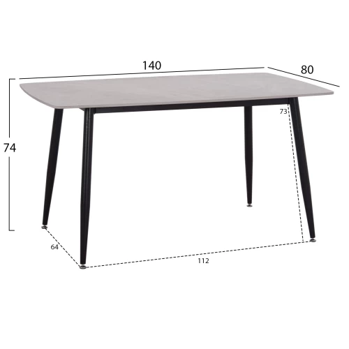 ΤΡΑΠΕΖΙ RAVEN HM18149.13 ΚΕΡΑΜΙΚΟ TOP ΜΕ ΟΨΗ ΓΚΡΙ ΜΑΡΜΑΡΟ 140x80x74Υεκ.