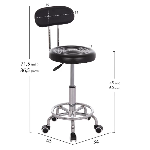 ΣΚΑΜΠΟ ΠΕΡΙΣΤΡΕΦΟΜΕΝΟ ΣΧΕΔΙΑΣΤΗΡΙΟΥ IRIS HM211.21 PU ΜΑΥΡΟ HOMEMARKT 34x43x86,5Υεκ.