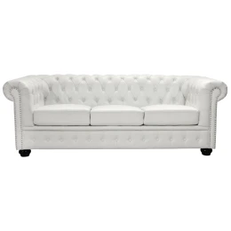 ΚΑΝΑΠΕΣ 3ΘΕΣΙΟΣ T.CHESTERFIELD HM3009.02 ΤΕΧΝΟΔΕΡΜΑ ΛΕΥΚΟ ΜΑΤ 208x90x73 εκ.