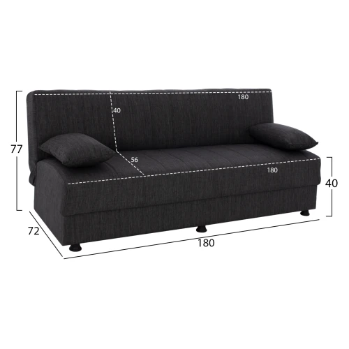 ΚΑΝΑΠΕΣ ΚΡΕΒΑΤΙ ΤΡΙΘΕΣΙΟΣ ΓΚΡΙ HM3239.03 180x83x74Υεκ.