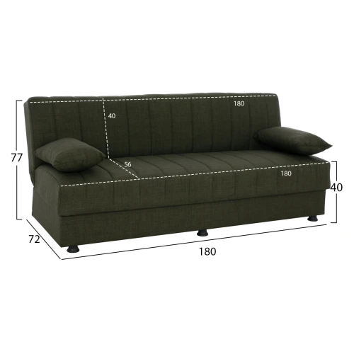 ΚΑΝΑΠΕΣ ΚΡΕΒΑΤΙ ANDRI ΤΡΙΘΕΣΙΟΣ DARK OLIVE HM3239.05--180x83x74Υεκ.