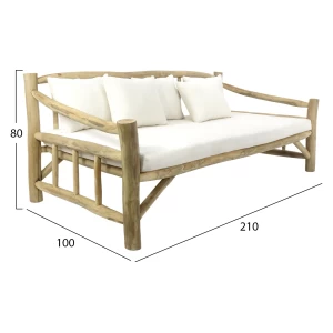 ΚΑΝΑΠΕΣ ΤΡΙΘΕΣΙΟΣ TORC HM9339 ΑΠΟ ΜΑΣΙΦ ΞΥΛΟ TΕΑK ΦΥΣΙΚΟ - ΛΕΥΚΟ 200x100x80Yεκ.