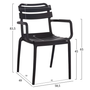 ΠΟΛΥΘΡΟΝΑ ΠΟΛΥΠΡΟΠΥΛΕΝΙΟΥ PHILLY HM6123.02 ΜΑΥΡΟ 58.5x49x83.5Υεκ.