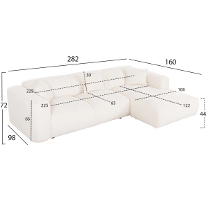 ΚΑΝΑΠΕΣ ΓΩΝΙΑ BRICKEN HM3275.02R ΛΕΥΚΟ ΥΦΑΣΜΑ 110-282x98-160x72Υεκ.