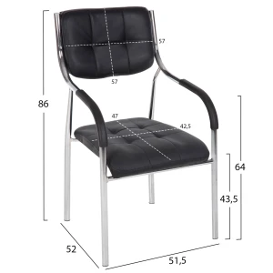 ΚΑΡΕΚΛΑ ΕΠΙΣΚΕΠΤΟΥ OBERON HM1018.01 ΜΑΥΡΟ PU 51x52x86Υ εκ.