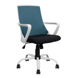 ΚΑΡΕΚΛΑ ΓΡΑΦΕΙΟΥ MALFOI HM1053.06 ΜΠΛΕ MESH &amp; ΠΟΔΙ ΜΕΤΑΛΛΙΚΟ 58x59x103 εκ.