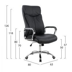 ΚΑΡΕΚΛΑ ΓΡΑΦΕΙΟΥ SHASHI HM1093.01 ΜΑΥΡΟ PU 63x80x118-126Υ