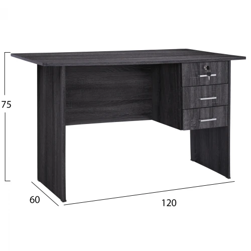 ΓΡΑΦΕΙΟ ΜΕ 3 ΣΥΡΤΑΡΙΑ HAYDEN HM2268.01 ΜΕΛΑΜΙΝΗ ΣΕ ΑΝΘΡΑΚΙ ΧΡΩΜΑ 120x60x75Υεκ