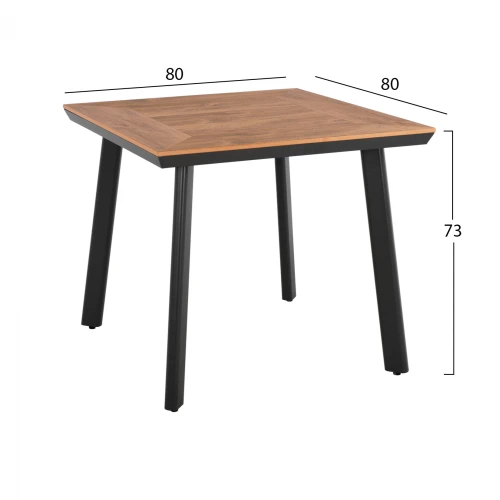 ΤΡΑΠΕΖΙ ΑΛΟΥΜΙΝΙΟΥ ΤΕΤΡΑΓΩΝΟ TABER HM5563.02 ΑΝΘΡΑΚΙ ΜΕ ΕΠΙΦΑΝΕΙΑ POLYWOOD 80x80x73Υ