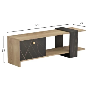 ΕΠΙΠΛΟ ΤΗΛΕΟΡΑΣΗΣ HENRIETTE HM8900.12 ΜΕΛΑΜΙΝΗ ΣΕ ΦΥΣΙΚΟ-ΜΑΥΡΟ ΜΑΡΜΑΡΟ 120x28,5x37,5Υεκ.