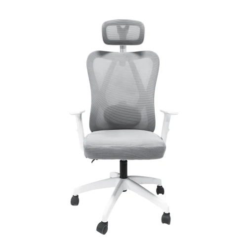 ΚΑΡΕΚΛΑ ΓΡΑΦΕΙΟΥ MEXER HM1195.02 ΓΚΡΙ MESH-PP ΒΑΣΗ-ΣΚΕΛΕΤΟΣ ΛΕΥΚΟΣ 68x70x136Υεκ.
