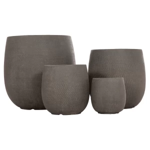 ΣΕΤ 4ΤΜΧ ΓΛΑΣΤΡΕΣ ΣΤΡΟΓΓΥΛΕΣ GARDENER HM4726 FIBERCLAY ΓΚΡΙΖΟΠΡΑΣΙΝΟ Φ52x55Υεκ