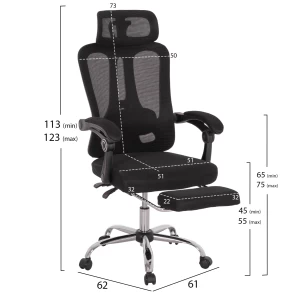 ΚΑΡΕΚΛΑ ΓΡΑΦΕΙΟΥ BARNET HM18258.01 ΜΑΥΡΟ MESH-ΜΑΥΡΟΣ ΣΚΕΛΕΤΟΣ NYLON 61x62x123Υ