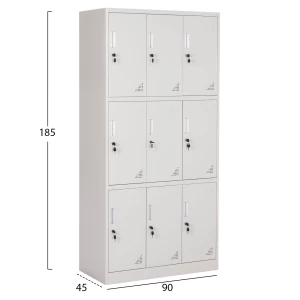 ΦΟΡΙΑΜΟΣ ΜΕΤΑΛΛΙΚΟΣ MALMOE HM5636.11 9 ΝΤΟΥΛΑΠΑΚΙΑ ΜΕ ΚΛΕΙΔΑΡΙΕΣ-ΓΚΡΙ 90x45x185Υεκ.