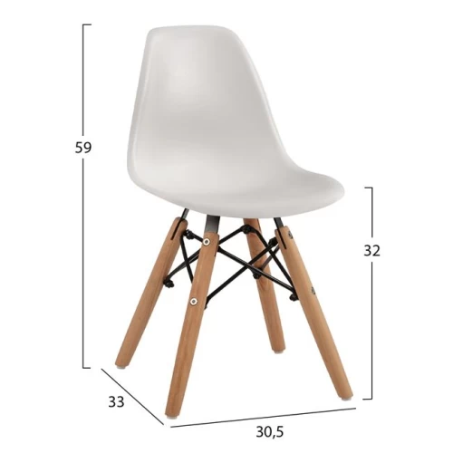 ΚΑΡΕΚΛΑ TWIST KID HM8453.01 ΞΥΛΙΝΑ ΠΟΔΙΑ Κ ΚΑΘΙΣΜΑ PP ΛΕΥΚΟ 31x34x55.5Υεκ