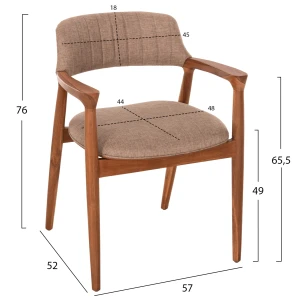 ΠΟΛΥΘΡΟΝΑ JAMES HM18259 TEAK WOOD ΜΕ ΣΑΜΠΑΝΙ ΥΦΑΣΜΑ 57x52x76Υεκ.