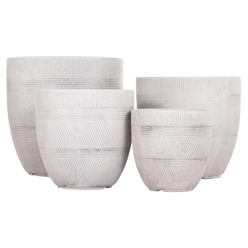 ΣΕΤ 4ΤΜΧ ΓΛΑΣΤΡΕΣ ΣΤΡΟΓΓΥΛΕΣ ΣΕΙΡΑ GARDENER HM4719 FIBERCLAY-ΧΡΩΜΑ CEMENT Φ44x43Υεκ
