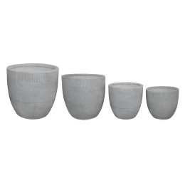 ΣΕΤ 4ΤΜΧ ΓΛΑΣΤΡΕΣ ΣΤΡΟΓΓΥΛΕΣ ΣΕΙΡΑ GARDENER HM4719 FIBERCLAY-ΧΡΩΜΑ CEMENT Φ44x43Υεκ
