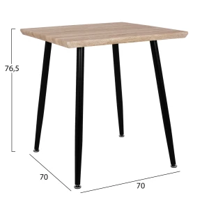 ΤΡΑΠΕΖΙ ΤΡΑΠΕΖΑΡΙΑΣ PALOMA HM8335.01, 70Χ70X76.5, SONOMA, ΜΑΥΡΑ ΠΟΔΙΑ
