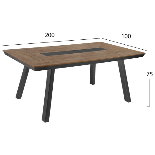 ΤΡΑΠΕΖΙ ΑΛΟΥΜΙΝΙΟΥ TABER ΜΕ POLYWOOD 200X100 ΓΚΡΙ HM5131.12