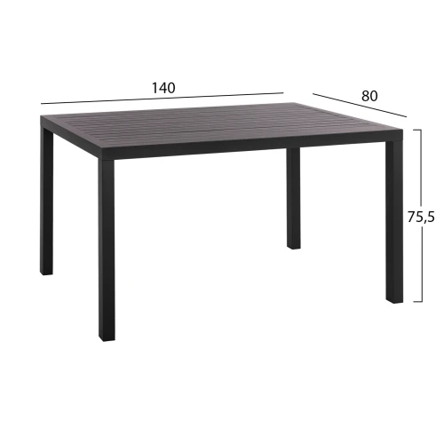 ΤΡΑΠΕΖΙ ΤΡΑΠΕΖΑΡΙΑΣ ΑΛΟΥΜΙΝΙΟΥ SAHIRA HM5571.02 ΑΝΘΡΑΚΙ 140Χ80X75,5Υεκ.