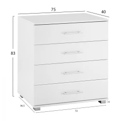 ΣΥΡΤΑΡΙΕΡΑ ΜΕΛΑΜΙΝΗΣ BRIANA HM2204.05 ME 4 ΣΥΡΤΑΡΙΑ ΛΕΥΚΗ 75x40x83Y εκ.