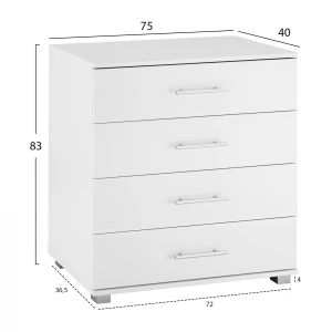 ΣΥΡΤΑΡΙΕΡΑ ΜΕΛΑΜΙΝΗΣ BRIANA HM2204.05 ME 4 ΣΥΡΤΑΡΙΑ ΛΕΥΚΗ 75x40x83Y εκ.