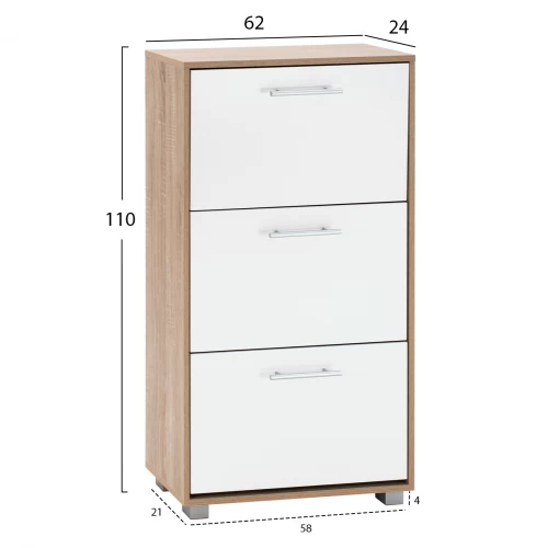 ΠΑΠΟΥΤΣΟΘΗΚΗ ΜΕΛΑΜΙΝΗΣ DAVINA 3ΘΕΣΕΩΝ HM2221.06 SONAMA-ΛΕΥΚΗ 62Χ24Χ110Υ εκ.