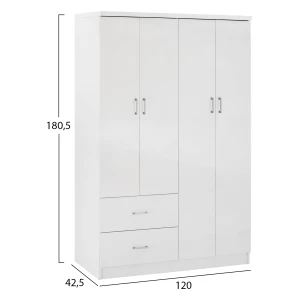 ΝΤΟΥΛΑΠΑ 4ΦΥΛΛΗ ME 2 ΣΥΡΤΑΡΙΑ BLAKELY HM339.05 ΛΕΥΚΗ 120Χ42,5Χ180,5 εκ.