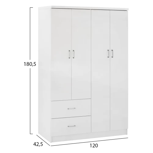 ΝΤΟΥΛΑΠΑ 4ΦΥΛΛΗ ME 2 ΣΥΡΤΑΡΙΑ BLAKELY HM339.05 ΛΕΥΚΗ 120Χ42,5Χ180,5 εκ.