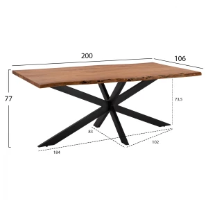 ΤΡΑΠΕΖΙ ΤΡΑΠΕΖΑΡΙΑΣ MONTANA SUPERIOR ΜΑΣΙΦ ΑΚΑΚΙΑΣ HM8716.11 200x85-110x77Υεκ.