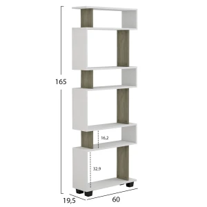 ΒΙΒΛΙΟΘΗΚΗ ΜΕΛΑΜΙΝΗΣ OWLOLIVE GREY ΛΕΥΚΟ 60x19,5x165Yεκ.HM8923.11