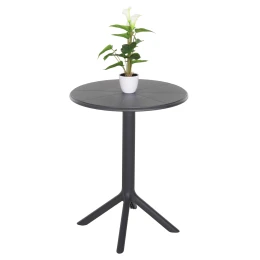 ΤΡΑΠΕΖΙ ΠΟΛΥΠΡΟΠΥΛΕΝΙΟΥ ΣΤΡΟΓΓΥΛΟ TERRIN HM6124.20 ΓΚΡΙ Φ61x77Υεκ.
