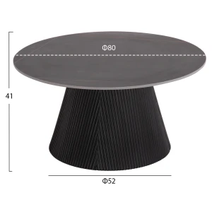 ΤΡΑΠΕΖΙ ΣΑΛΟΝΙΟΥ DUNCAN HM18022.01 ΚΕΡΑΜΙΚΟ TOP-MDF ΒΑΣΗ-ΜΑΥΡΟ Φ80x41Υεκ.
