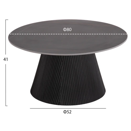 ΤΡΑΠΕΖΙ ΣΑΛΟΝΙΟΥ DUNCAN HM18022.01 ΚΕΡΑΜΙΚΟ TOP-MDF ΒΑΣΗ-ΜΑΥΡΟ Φ80x41Υεκ.