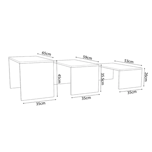 ΤΡΑΠΕΖΙ ΣΑΛΟΝΙΟΥ ΣΕΤ 3ΤΜΧ BENTIL HM9444.11 ΜΕΛΑΜΙΝΗ SONAMA-ΛΕΥΚΟ 65x35x45Υεκ
