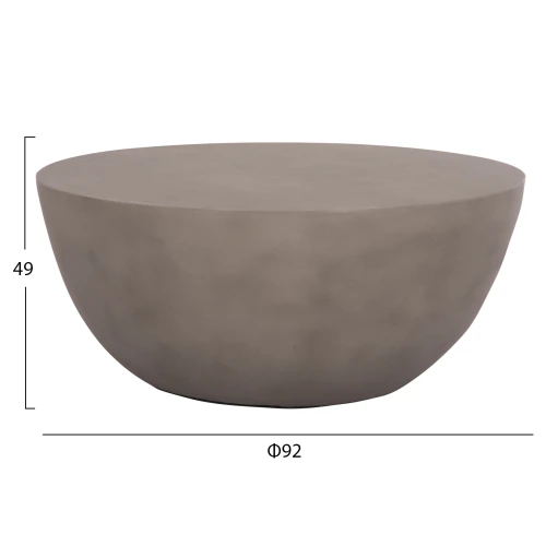 ΤΡΑΠΕΖΙ ΣΑΛΟΝΙΟΥ ΣΤΡΟΓΓΥΛΟ ALLAN HM18162.03 FIBER CEMENT ΣΕ ΓΚΡΙ--Φ92x49Υεκ.