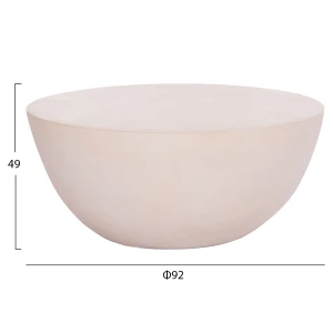 ΤΡΑΠΕΖΙ ΣΑΛΟΝΙΟΥ ΣΤΡΟΓΓΥΛΟ ALLAN HM18162.02 FIBER CEMENT ΣΕ ΛΕΥΚΟ--Φ92x49Υεκ.