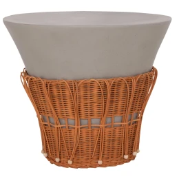 ΤΡΑΠΕΖΙ ΣΑΛΟΝΙΟΥ PERRAL HM18164.03L FIBER CEMENT ΓΚΡΙ-ΦΥΣΙΚΟ RATTAN--Φ55x45Υεκ
