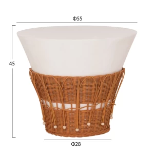 ΤΡΑΠΕΖΙ ΣΑΛΟΝΙΟΥ PERRAL HM18164.02L FIBER CEMENT ΛΕΥΚΟ-ΦΥΣΙΚΟ RATTAN--Φ55x45Υεκ