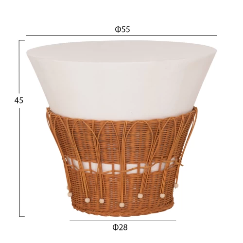 ΤΡΑΠΕΖΙ ΣΑΛΟΝΙΟΥ PERRAL HM18164.02L FIBER CEMENT ΛΕΥΚΟ-ΦΥΣΙΚΟ RATTAN--Φ55x45Υεκ