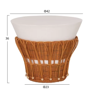 ΤΡΑΠΕΖΙ ΒΟΗΘΗΤΙΚΟ PERRAL HM18164.02S FIBER CEMENT ΛΕΥΚΟ-ΦΥΣΙΚΟ RATTAN--Φ42x36Υεκ