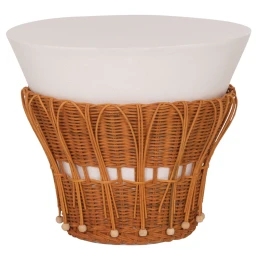 ΤΡΑΠΕΖΙ ΒΟΗΘΗΤΙΚΟ PERRAL HM18164.02S FIBER CEMENT ΛΕΥΚΟ-ΦΥΣΙΚΟ RATTAN--Φ42x36Υεκ