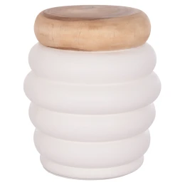 ΣΚΑΜΠΟ PUFFAT HM18172.02 FIBER CEMENT ΛΕΥΚΟ- ΞΥΛΟ TEAK TOP Φ45x46Υεκ.