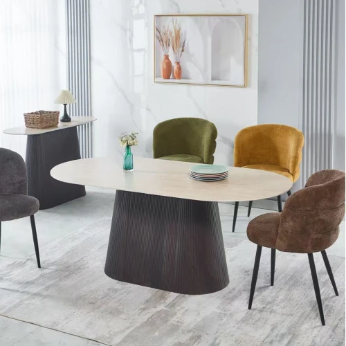 ΤΡΑΠΕΖΙ ΟΒΑΛ CATER HM18320 ΚΕΡΑΜΙΚΟ TOP ΟΨΗ ΤΡΑΒΕΡΤΙΝΑΣ-MDF ΒΑΣΗ 180x90x74Υεκ