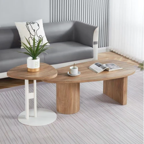 ΤΡΑΠΕΖΙ ΣΑΛΟΝΙΟΥ ΟΒΑΛ ALPER HM18327 MDF ΣΕ SONAMA ΧΡΩΜΑ 110x60x40Υεκ