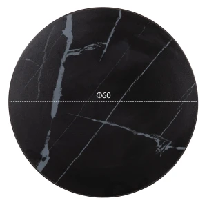 ΕΠΙΦΑΝΕΙΑ ΤΡΑΠΕΖΙΟΥ SINTERED STONE HM6652.03 BLACK MARBLE--ΠΛΑΙΣΙΟ ALU ΜΑΥΡΟ Φ60εκ.