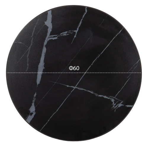 ΕΠΙΦΑΝΕΙΑ ΤΡΑΠΕΖΙΟΥ SINTERED STONE HM6652.03 BLACK MARBLE--ΠΛΑΙΣΙΟ ALU ΜΑΥΡΟ Φ60εκ.